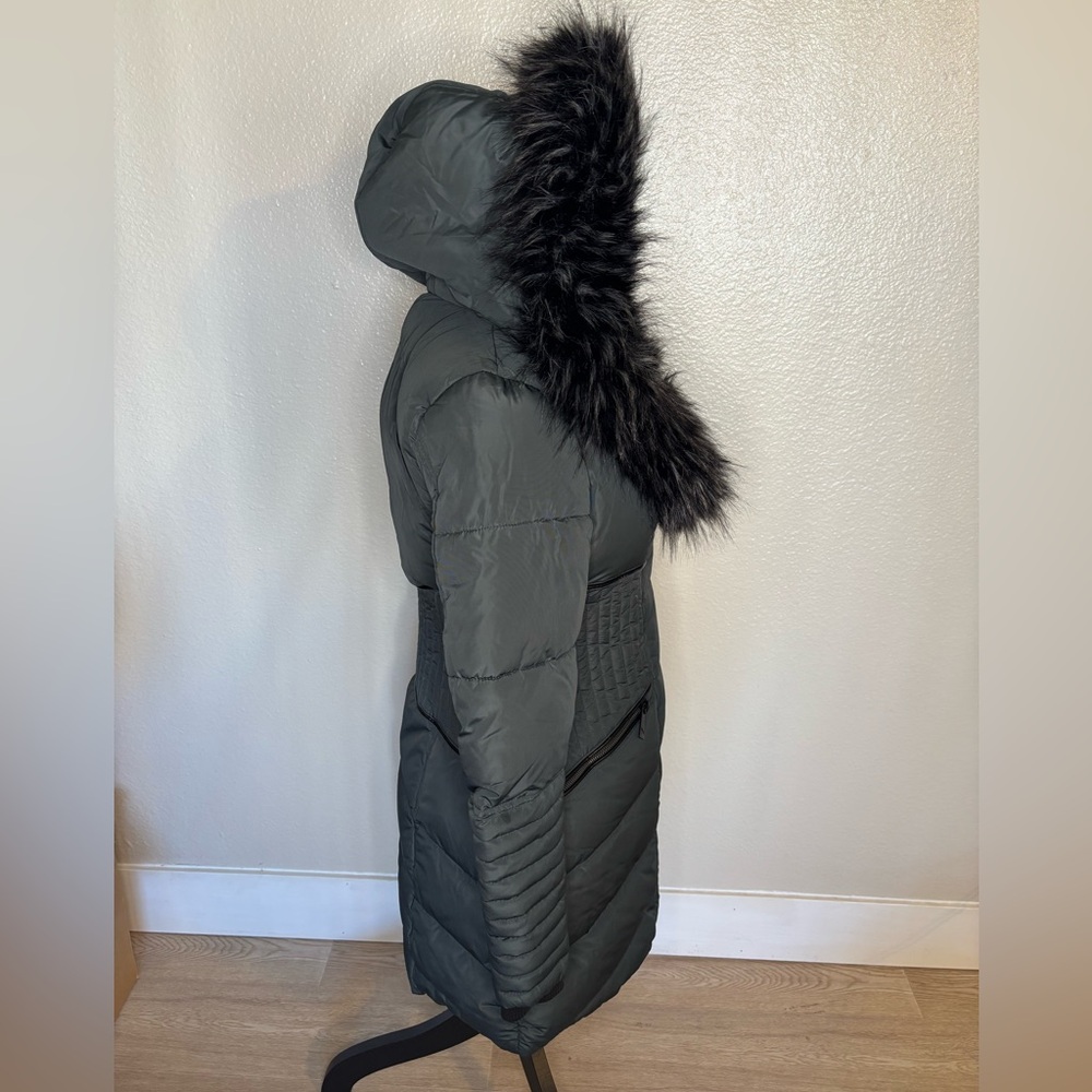 Noize Quilted Hooded Puffer Coat Jacket with Faux Fur Trim - Size XS - Picture 7 of 14